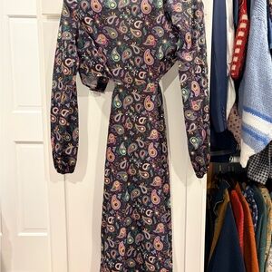 Urban Outfitters Open Back Paisley Long Sleeve Maxi Dress